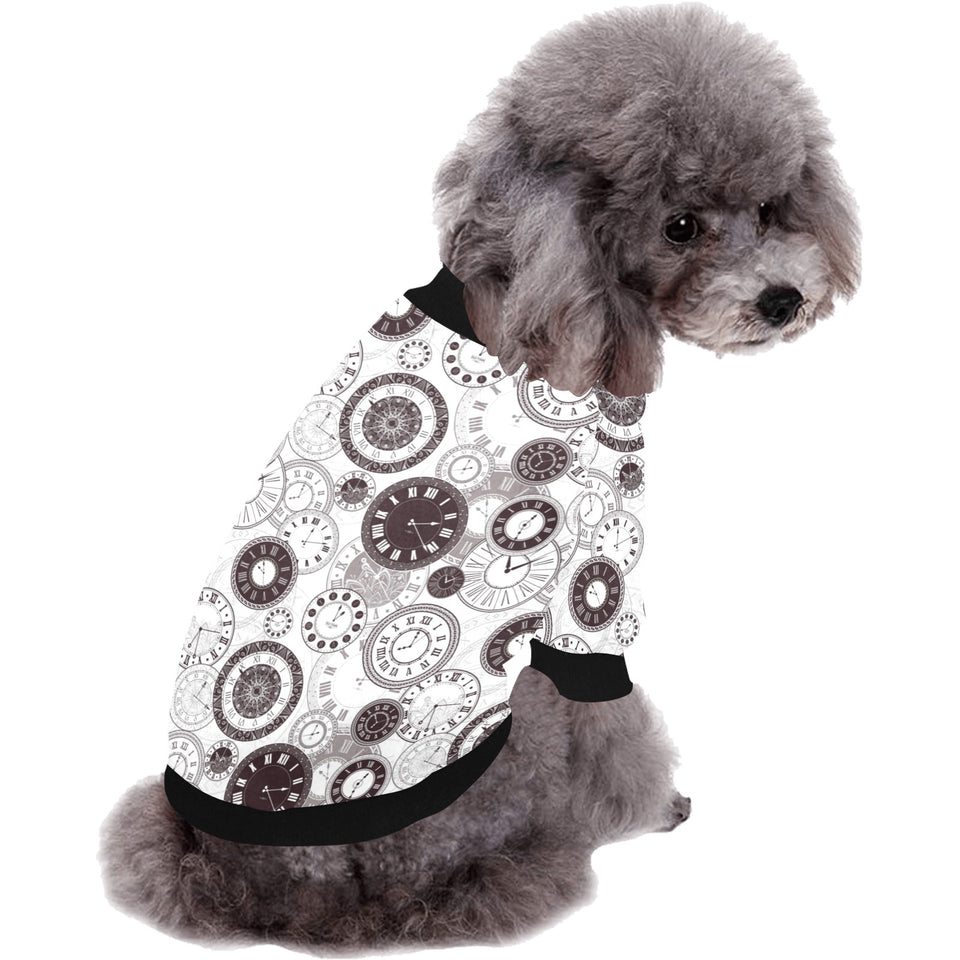 Classic vintage clock pattern All Over Print Pet Dog Round Neck Fuzzy Shirt