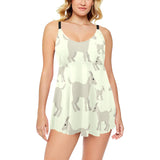 Little young goat pattern Chest Sexy Pleated Two Piece Swim Dress