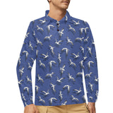 Seagull Pattern Print Design 03 Men's Long Sleeve Polo Shirt
