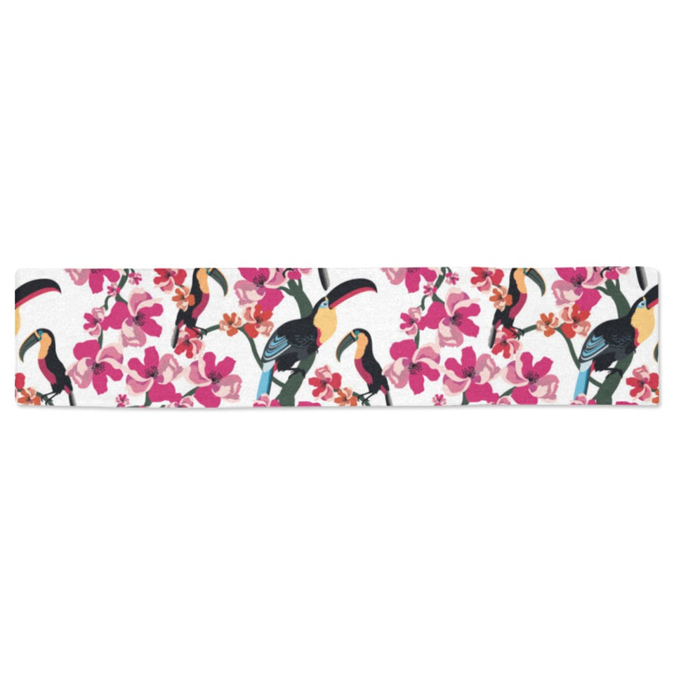 Toucan flower design pattern Table Runner