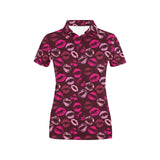 Lips Pattern Print Design 03 Women's All Over Print Polo Shirt
