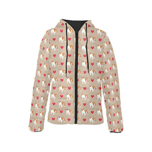English Bulldog Pattern Print Design 05 Women's Padded Hooded Jacket