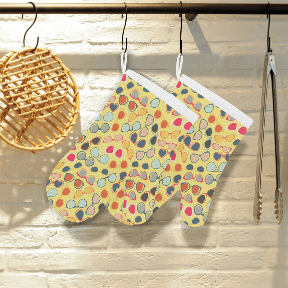 Sun Glasses Pattern Print Design 05 Heat Resistant Oven Mitts