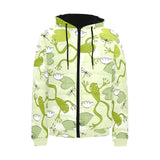 Cute frog dragonfly pattern Men's Padded Hooded Jacket