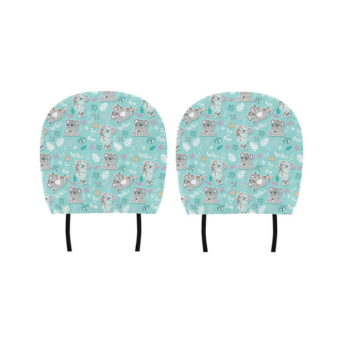 Cute koalas blue background pattern Car Headrest Cover