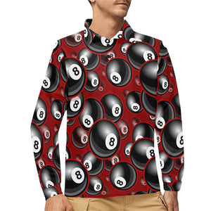 Billiard Ball Pattern Print Design 05 Men's Long Sleeve Polo Shirt