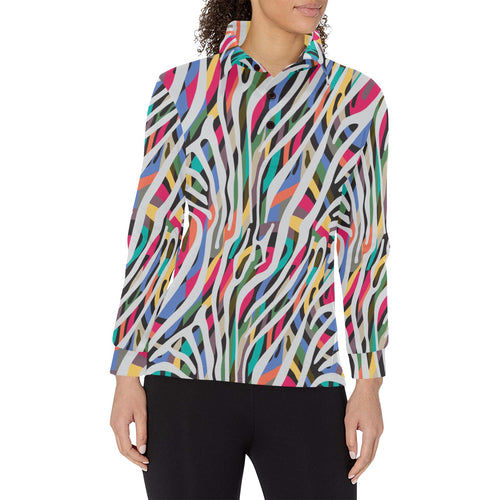 Colorful zebra skin pattern Women's Long Sleeve Polo Shirt
