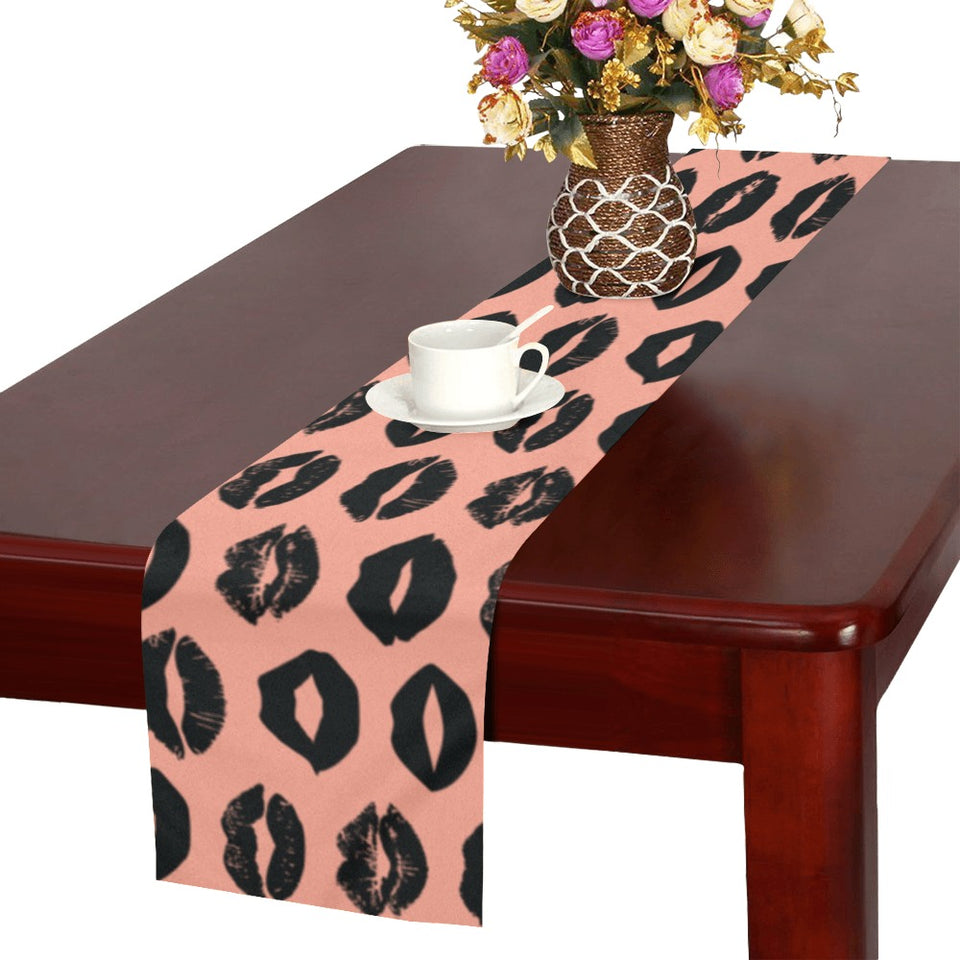 Lips Pattern Print Design 02 Table Runner