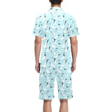 Seagull Pattern Print Design 01 Men's V-Neck Short Pajama Set