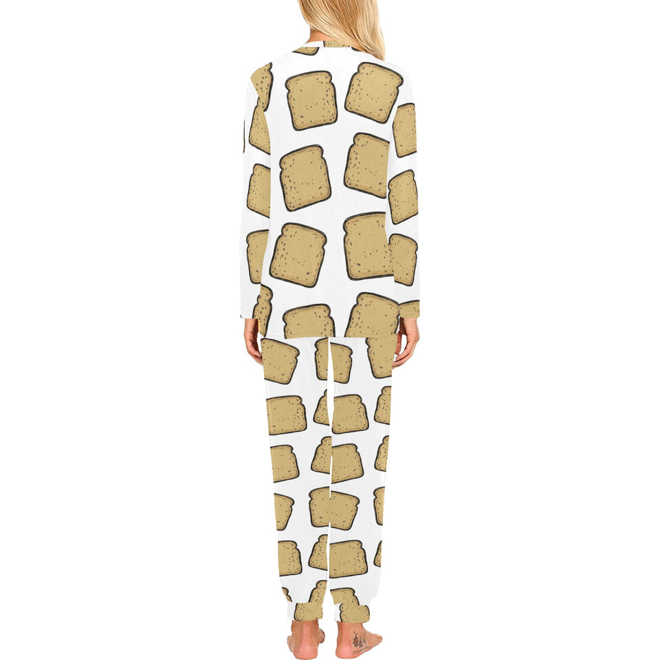 Bread Toast Pattern Print Design 03 Women's All Over Print Pajama Set
