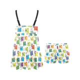 Chemistry Periodic Table Pattern Print Design 05 Chest Sexy Pleated Two Piece Swim Dress