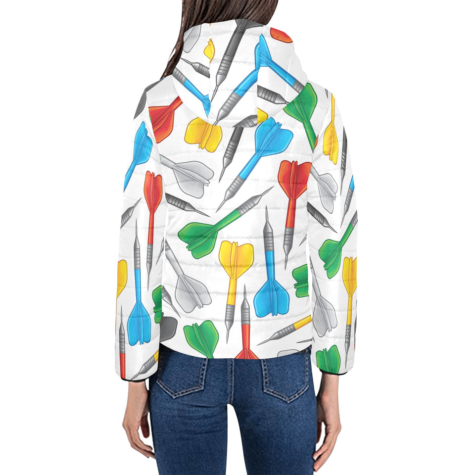 Darts Pattern Print Design 03 Women's Padded Hooded Jacket