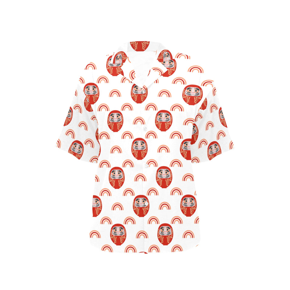 Daruma japanese wooden doll design pattern Women's All Over Print Hawaiian Shirt