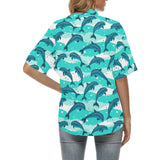 Dolphin sea pattern Women's All Over Print Hawaiian Shirt