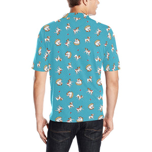 Jack Russel Pattern Print Design 03 Men's All Over Print Polo Shirt