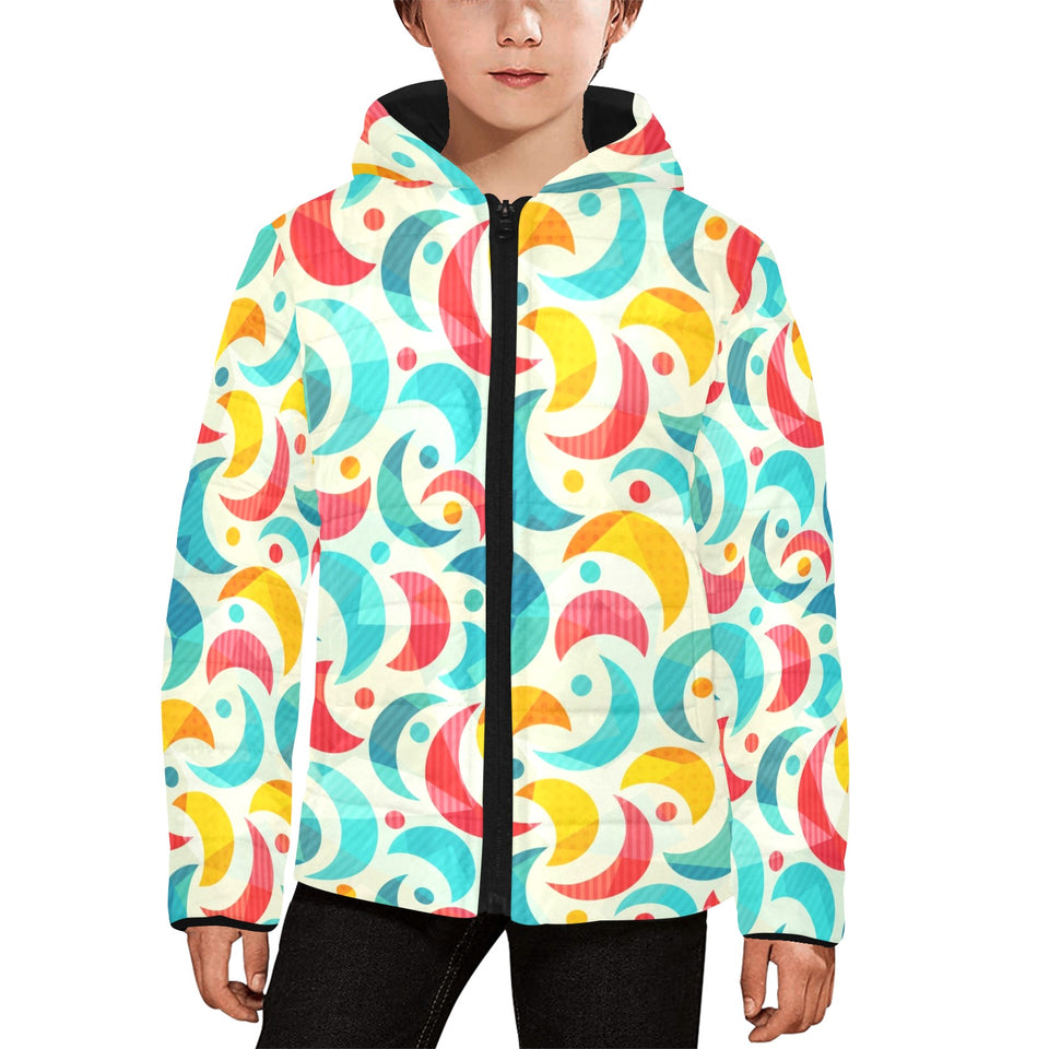 Colorful moon pattern Kids' Boys' Girls' Padded Hooded Jacket