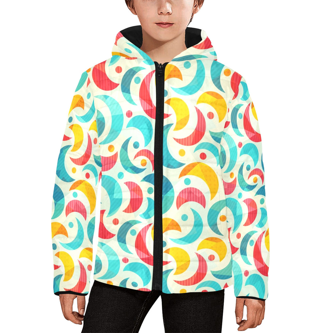 Colorful moon pattern Kids' Boys' Girls' Padded Hooded Jacket
