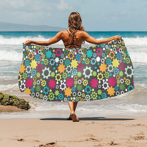 Gear Pattern Print Design 03 Beach Towel