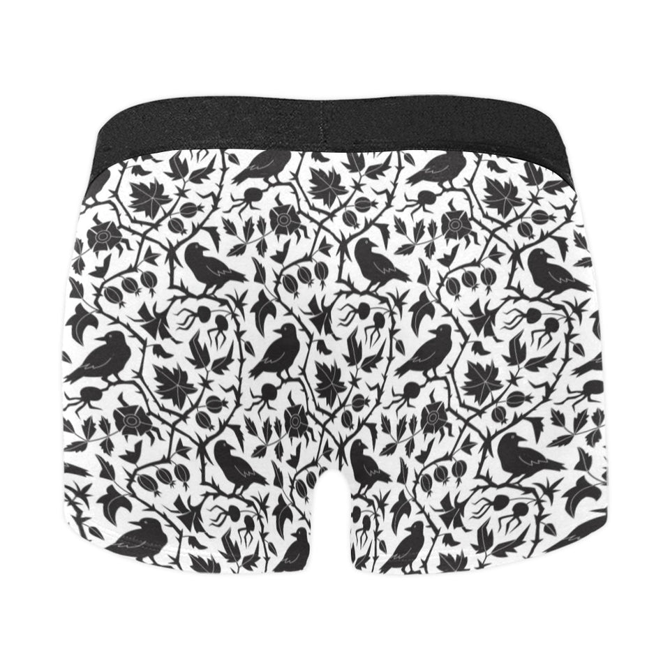 Crow dark floral pattern Men's All Over Print Boxer Briefs Men's Underwear