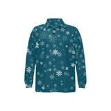 Snowflake pattern dark background Men's Long Sleeve Polo Shirt