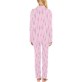 Lavender pattern pink background Women's Long Pajama Set