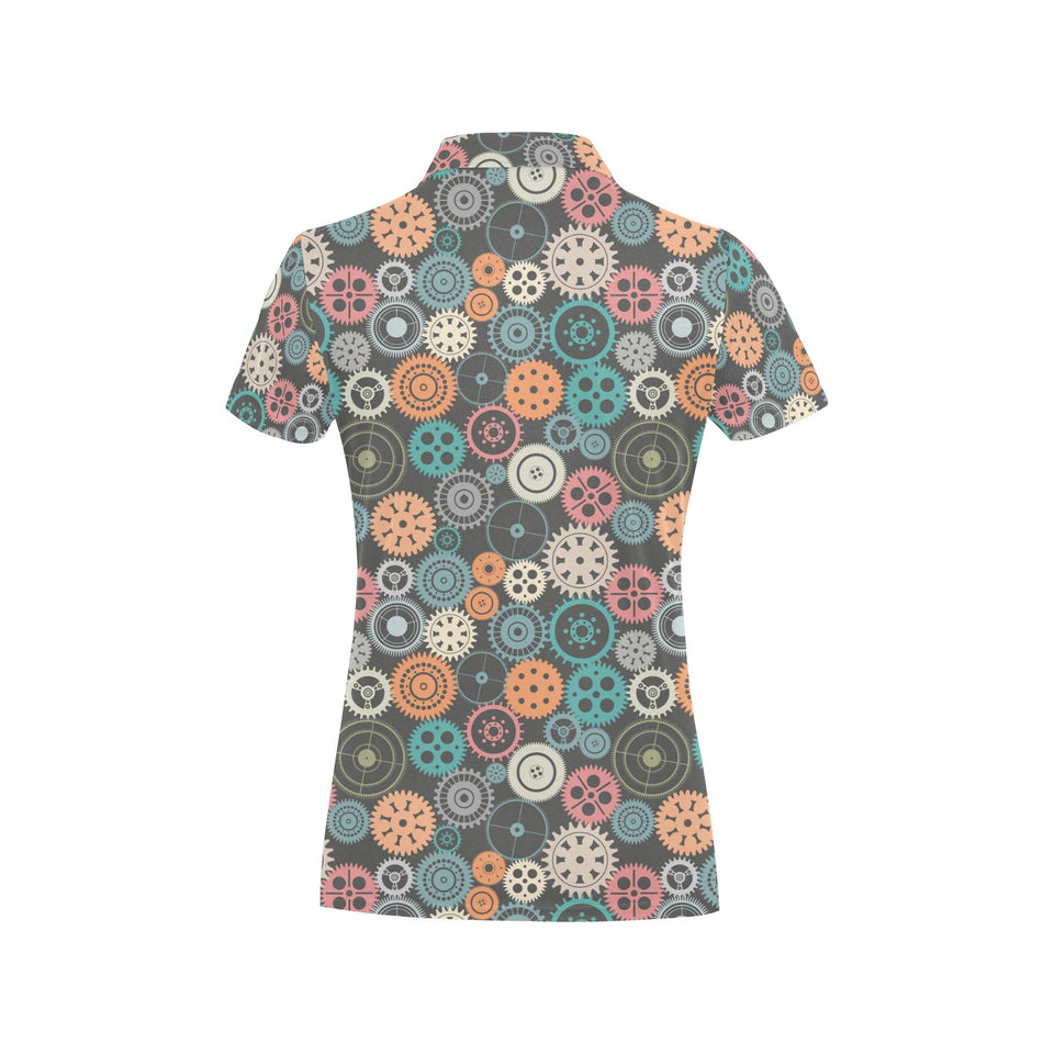Gear Pattern Print Design 05 Women's All Over Print Polo Shirt