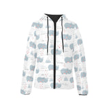 cute rhino heart pattern Women's Padded Hooded Jacket