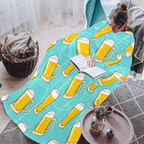 Beer pattern green background Blanket Robe with Sleeves