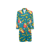 French fries red paper box pattern Men's Long Sleeve Belted Night Robe