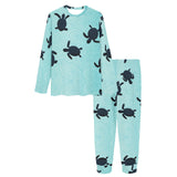 Sea turtle with blue ocean backgroud Women's All Over Print Pajama Set