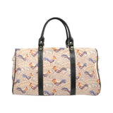 Cute rooster chicken cock floral ornament backgrou Travel Bag