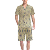 arabic star gold pattern Men's V-Neck Short Pajama Set