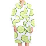 Cucumber slices pattern Men's Long Sleeve Belted Night Robe