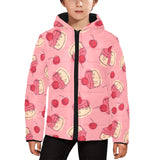Cake cherry pattern Kids' Boys' Girls' Padded Hooded Jacket