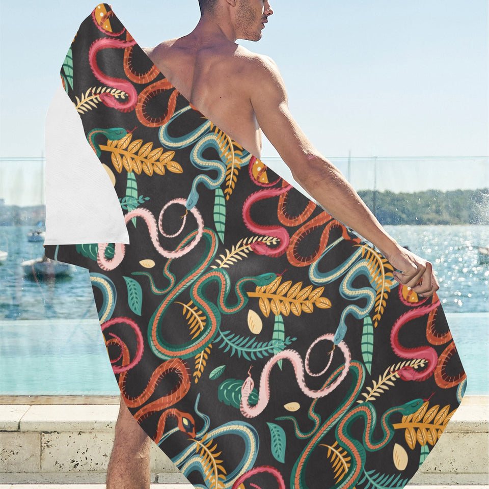 Colorful snake plant pattern Beach Towel