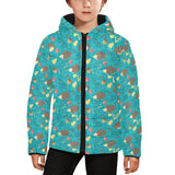 Hedgehog Pattern Print Design 01 Kids' Boys' Girls' Padded Hooded Jacket