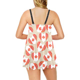 Canada Pattern Print Design 01 Chest Sexy Pleated Two Piece Swim Dress
