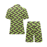 Green Peas Pattern Print Design 05 Men's V-Neck Short Pajama Set