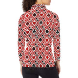 Casino Cards Suits Pattern Print Design 03 Women's Long Sleeve Polo Shirt
