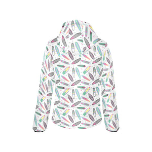 Surfboard Pattern Print Design 04 Women's Padded Hooded Jacket