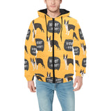 Boston terrier design pattern Men's Padded Hooded Jacket