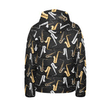 saxophone design pattern Kids' Boys' Girls' Padded Hooded Jacket