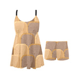 Bread Toast Pattern Print Design 04 Chest Sexy Pleated Two Piece Swim Dress