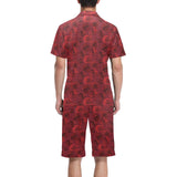 Rose Pattern Print Design 03 Men's V-Neck Short Pajama Set