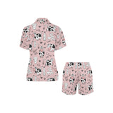 Cows milk product pink background Women's V-Neck Short Pajama Set