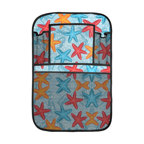 Blue red orange starfish pattern Car Seat Back Organizer