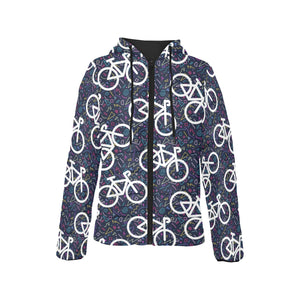 Bicycle Pattern Print Design 03 Women's Padded Hooded Jacket