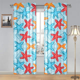 Blue red orange starfish pattern Gauze Curtain