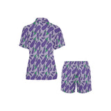 Eggplant Pattern Print Design 03 Women's V-Neck Short Pajama Set