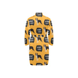 Boston terrier design pattern Men's Long Sleeve Belted Night Robe